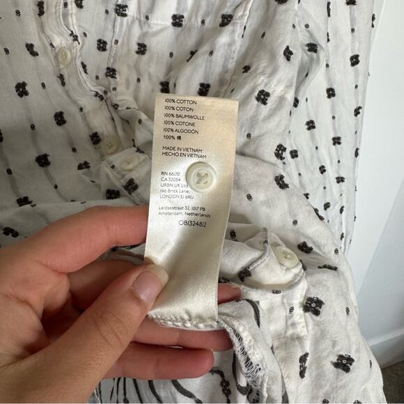 Anthropologie Maeve Womens Clip Dot Relaxed Fit Button Down Blouse Top Size 6 - Picture 4 of 5